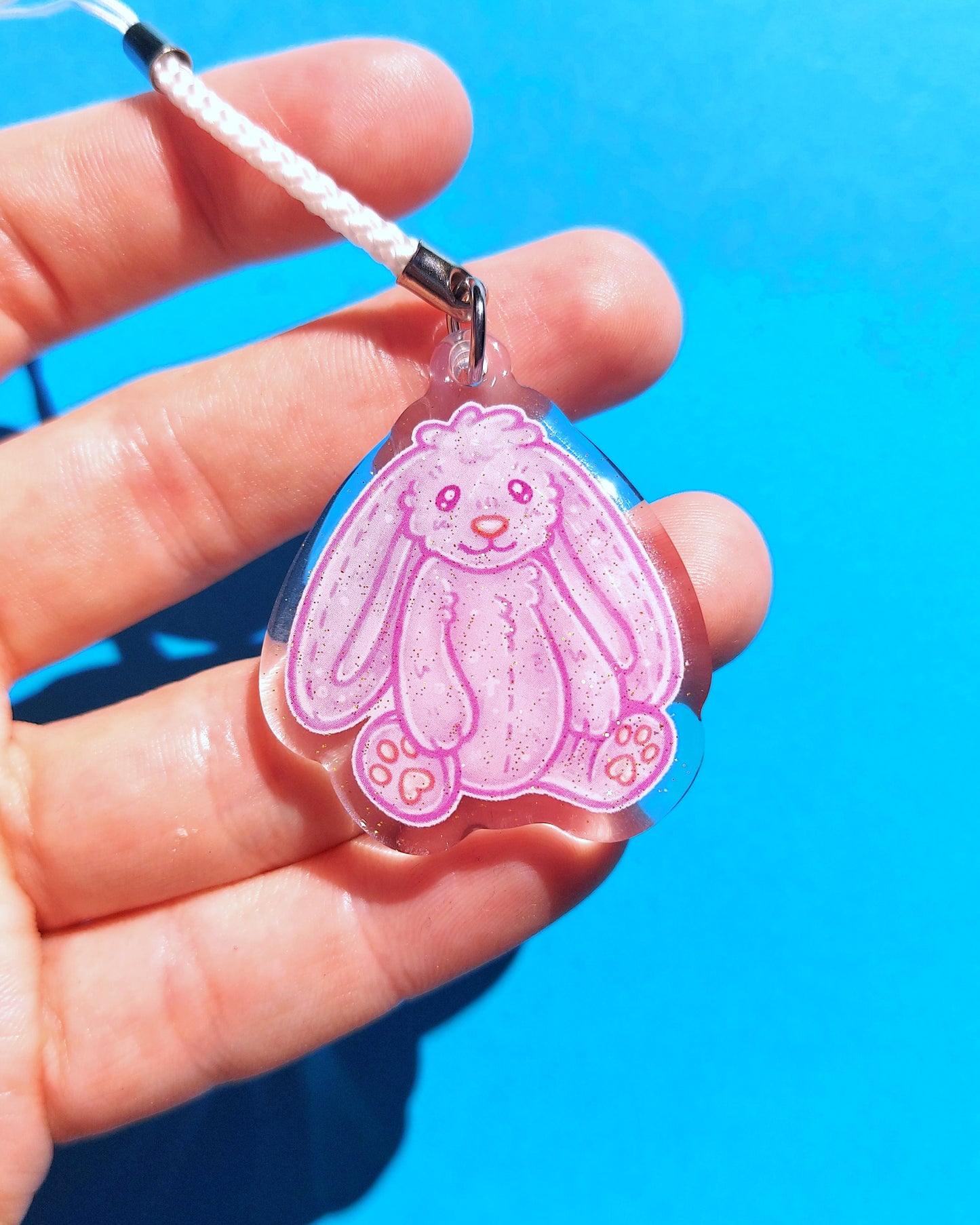 Bunny Clear Glitter Epoxy Acrylic Phone Charms