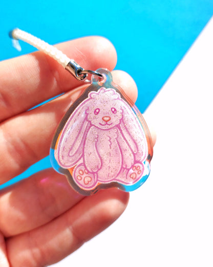 Bunny Rainbow Glitter Epoxy Acrylic Phone Charms