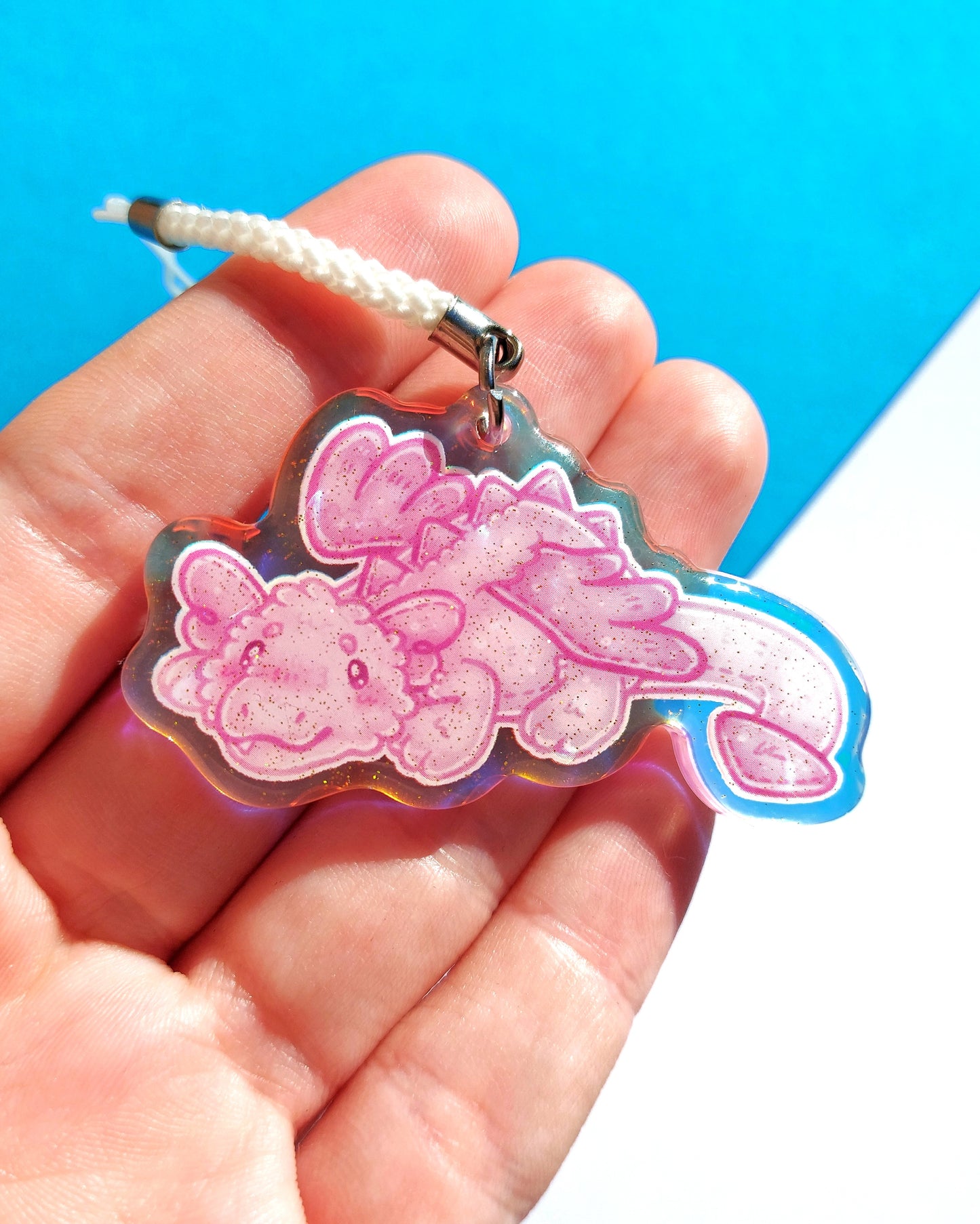 Dragon Rainbow Glitter Epoxy Acrylic Phone Charms