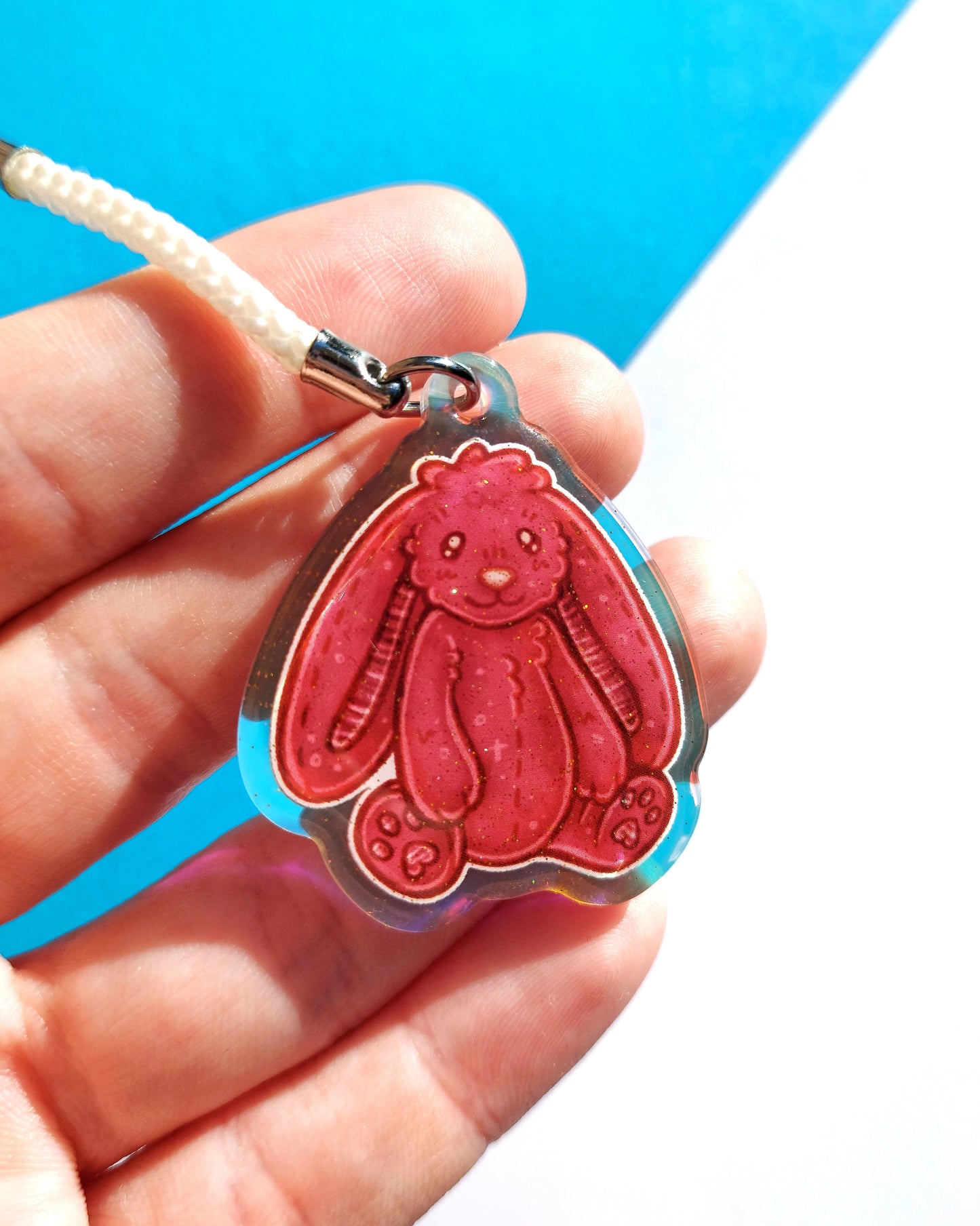Bunny Rainbow Glitter Epoxy Acrylic Phone Charms