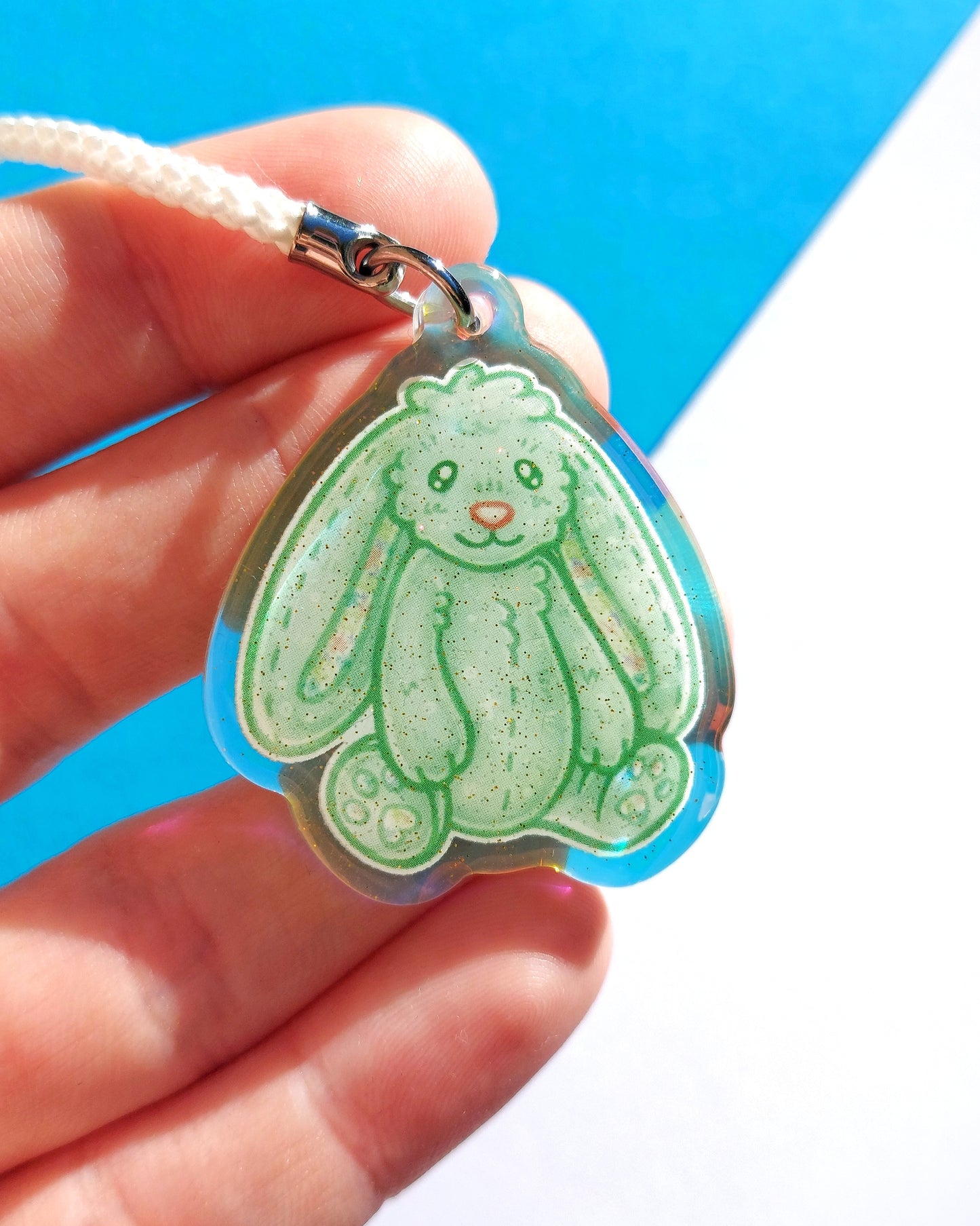 Bunny Rainbow Glitter Epoxy Acrylic Phone Charms