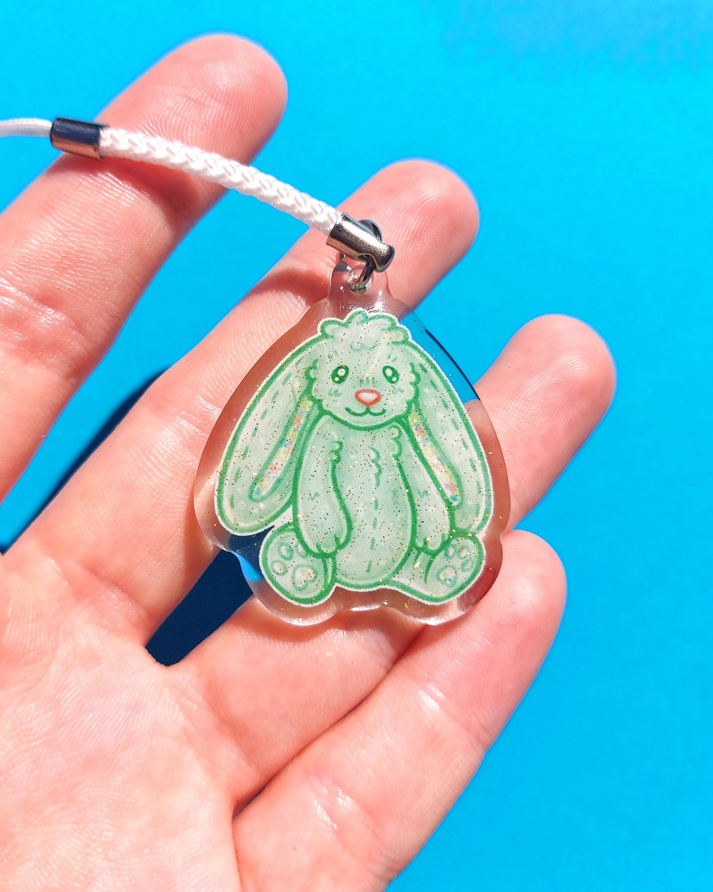 Bunny Clear Glitter Epoxy Acrylic Phone Charms