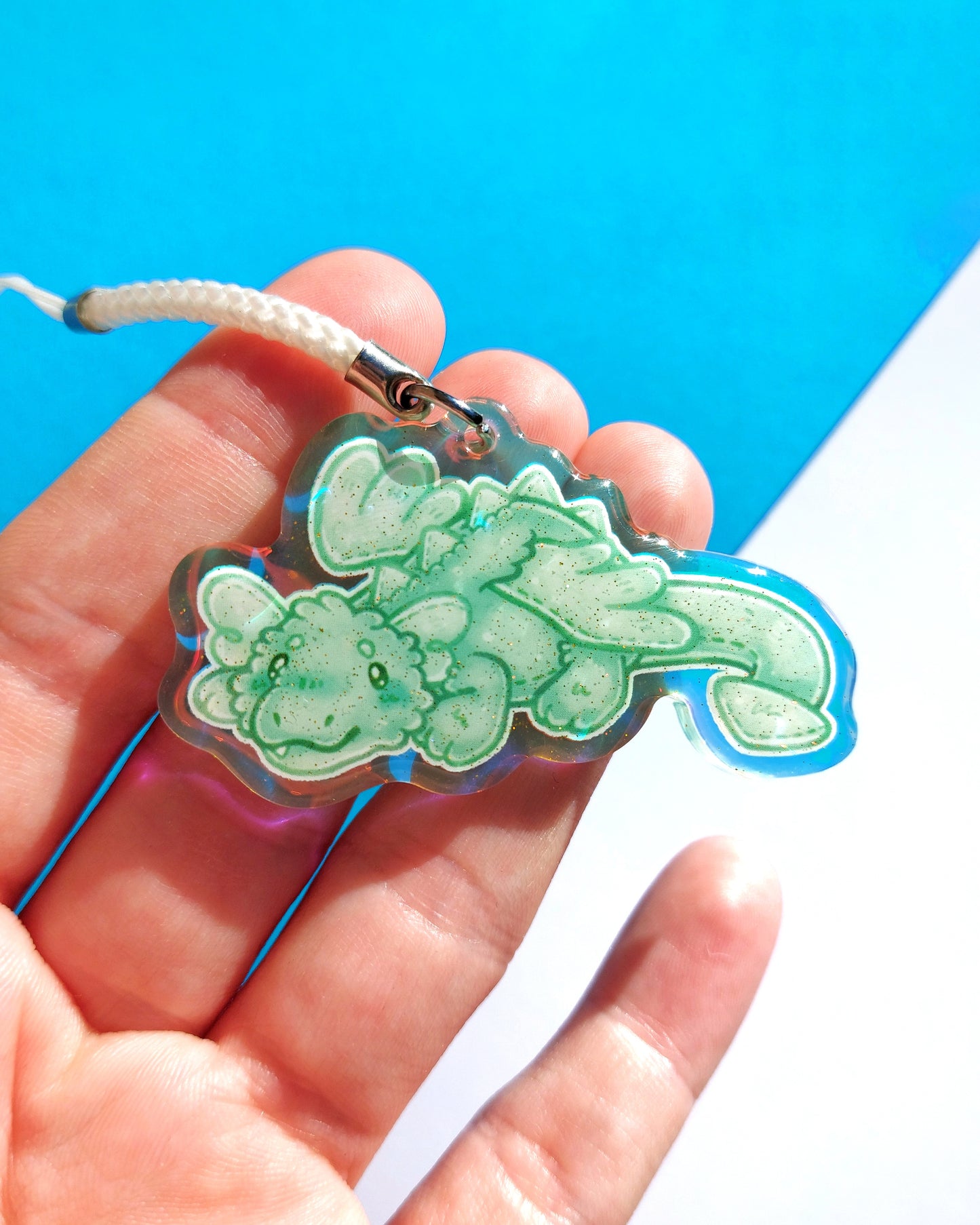 Dragon Rainbow Glitter Epoxy Acrylic Phone Charms