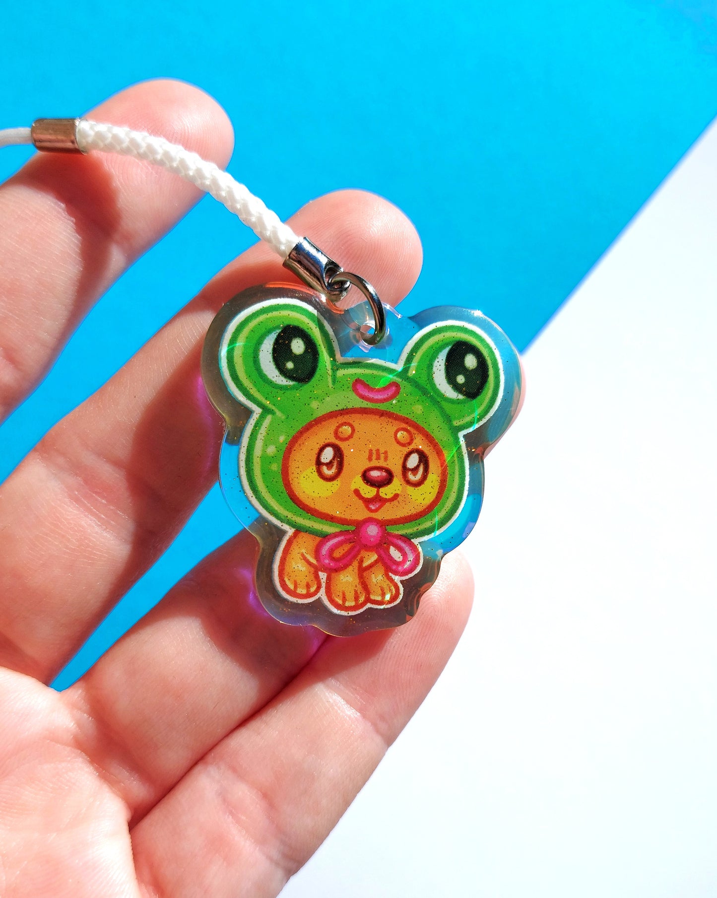 Puppy Moshlings Rainbow Glitter Epoxy Acrylic Phone Charms