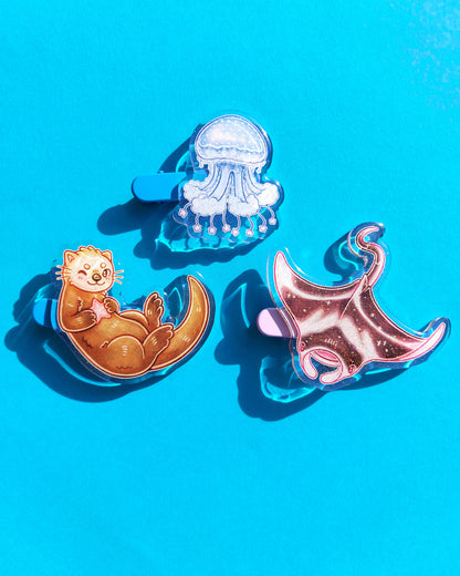 Sea Creature Acrylic Hair Clips