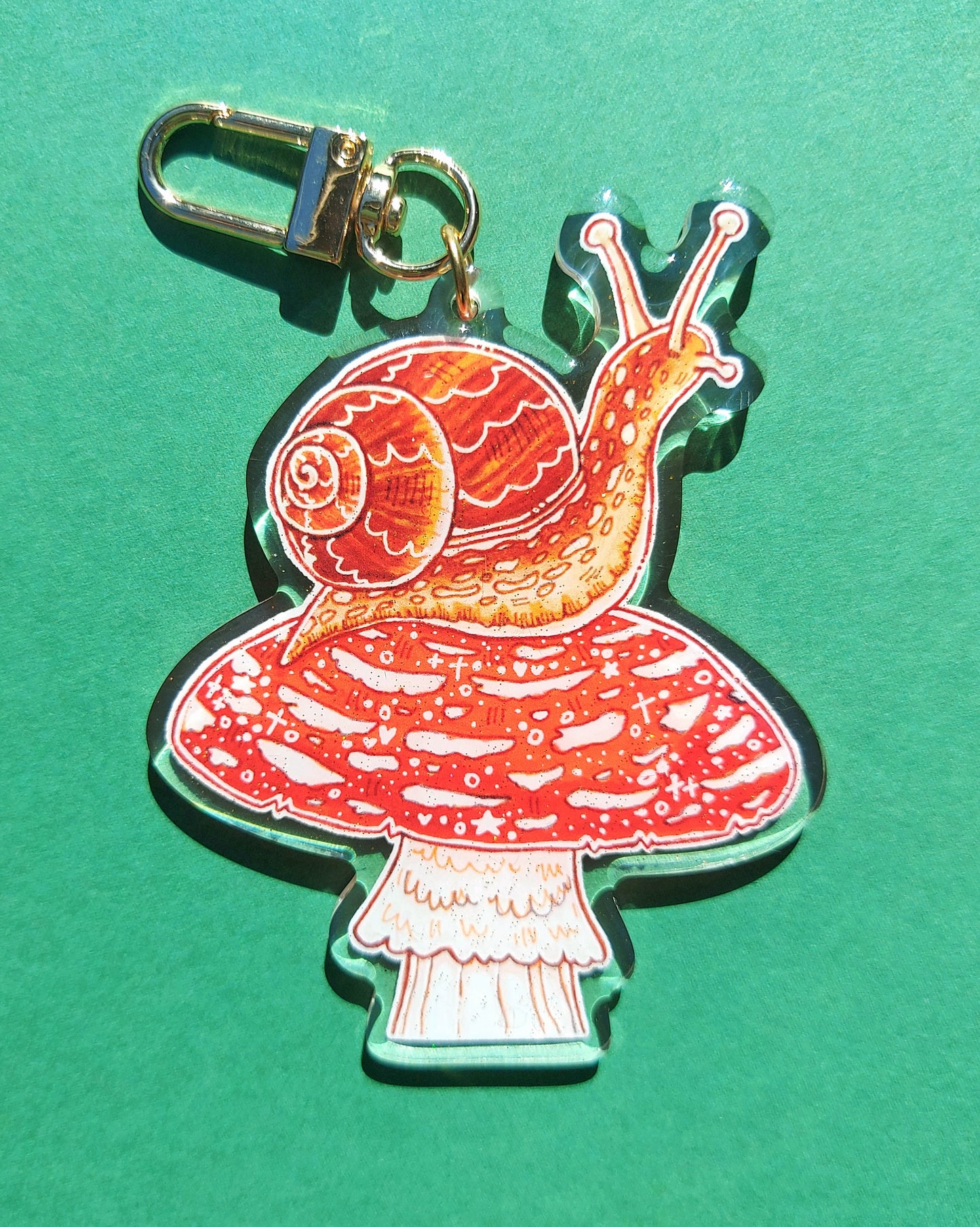 Mushroom Snail Glitter Epoxy Acrylic Charm