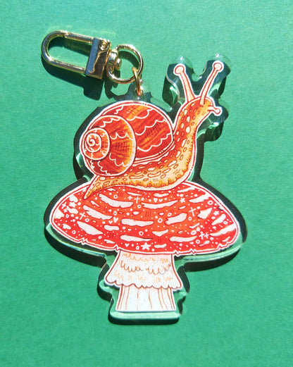 Mushroom Snail Glitter Epoxy Acrylic Charm