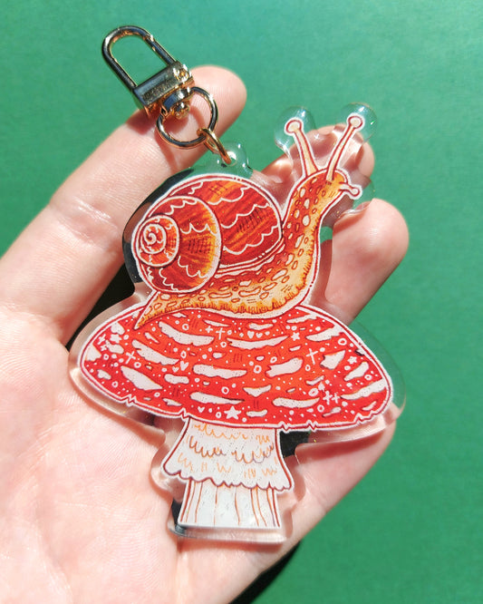 Mushroom Snail Glitter Epoxy Acrylic Charm