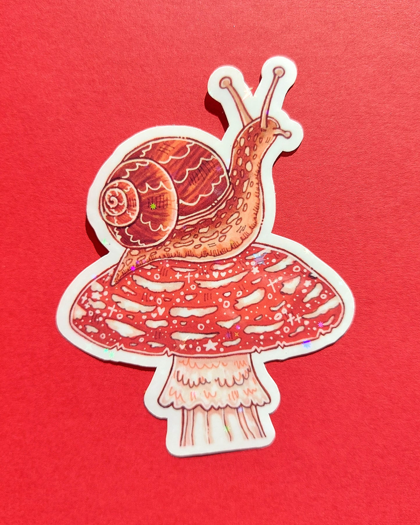 Mushroom Snail Sparkly Vinyl Sticker
