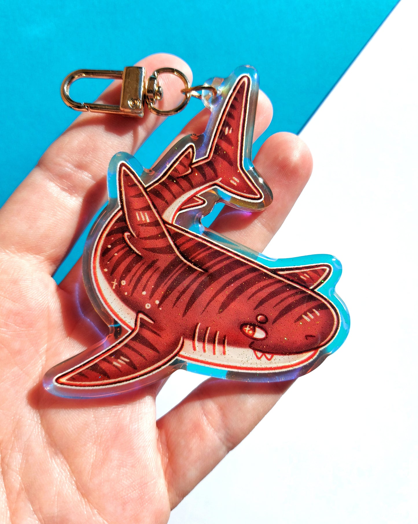 Shark Rainbow Glitter Epoxy Acrylic Charms