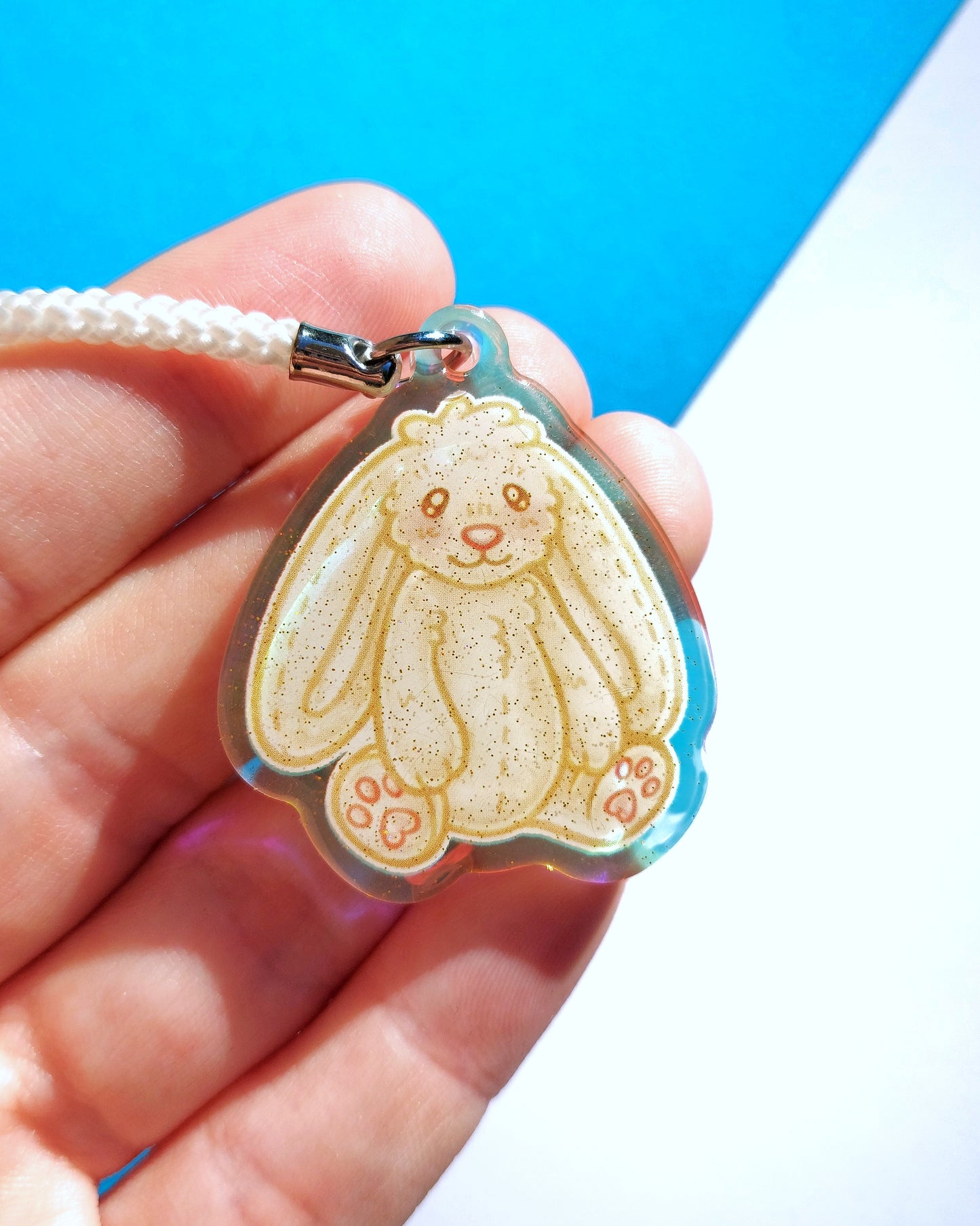 Bunny Rainbow Glitter Epoxy Acrylic Phone Charms