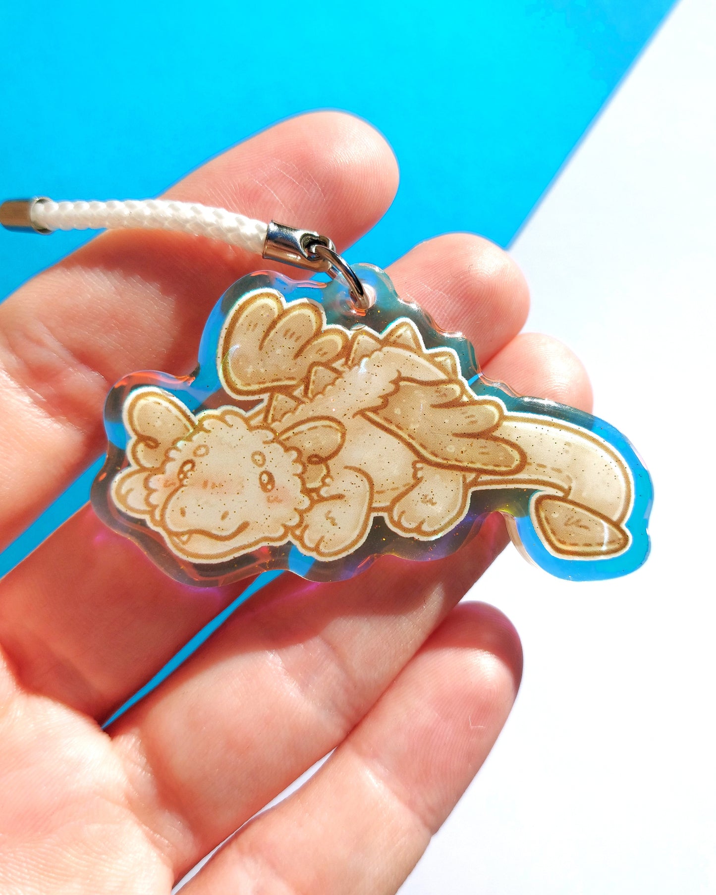 Dragon Rainbow Glitter Epoxy Acrylic Phone Charms