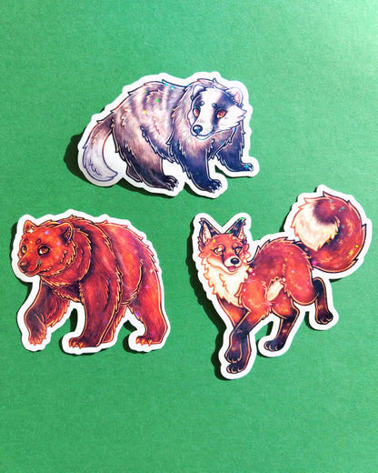 Woodland Creature Sparkly Vinyl Stickers