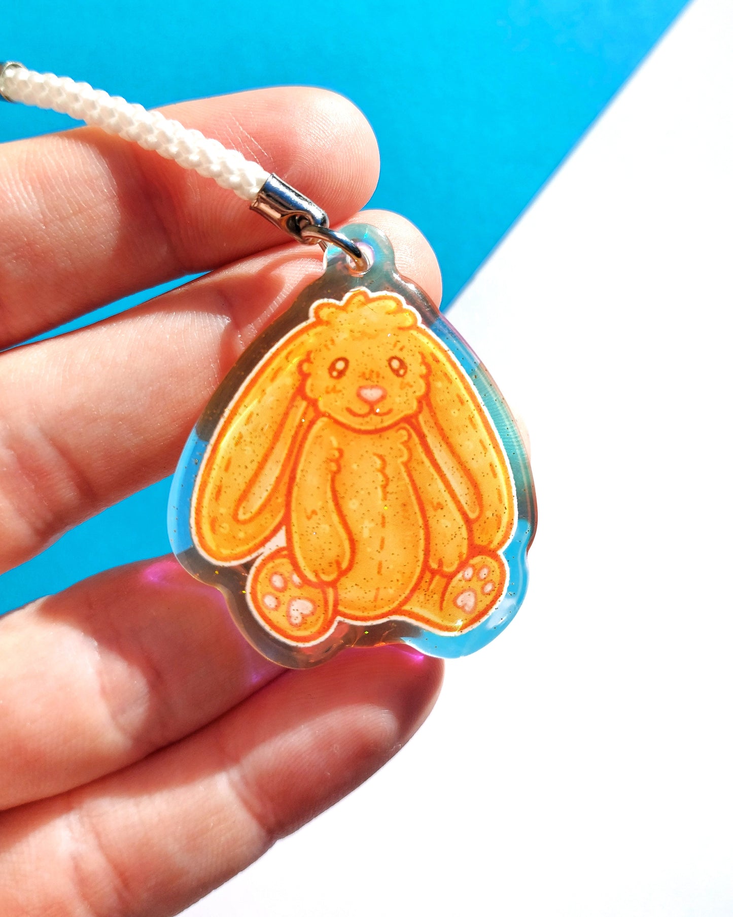 Bunny Rainbow Glitter Epoxy Acrylic Phone Charms