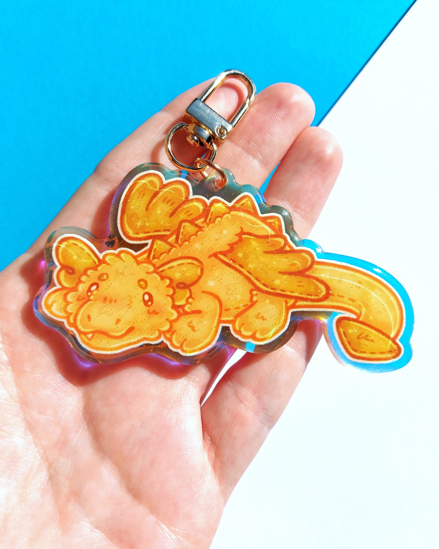 Dragon Rainbow Acrylic Glitter Epoxy Charms