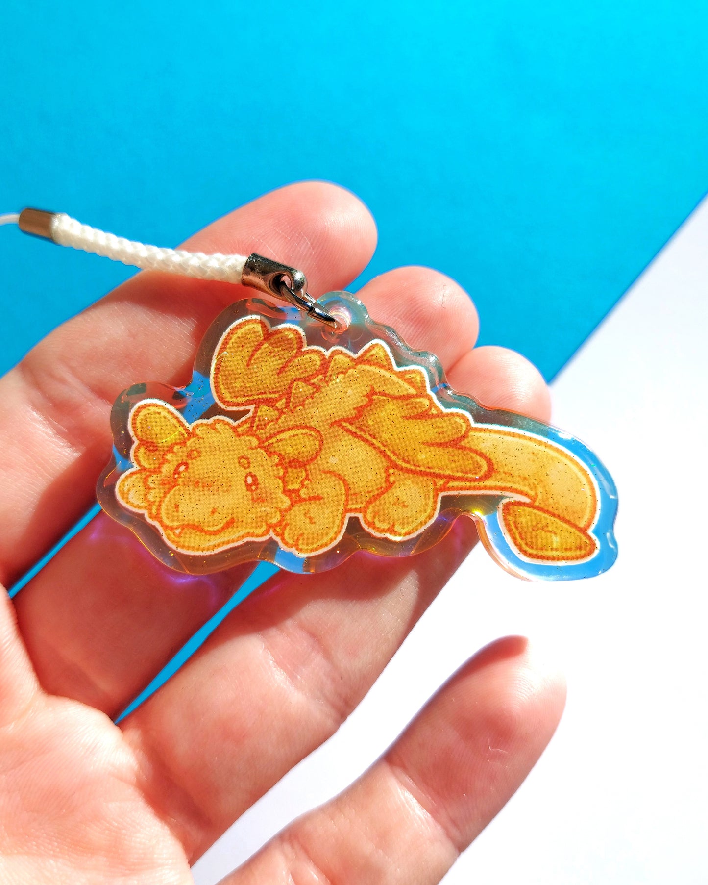 Dragon Rainbow Glitter Epoxy Acrylic Phone Charms